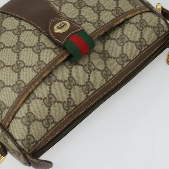GUCCI GG Supreme Web Sherry Line Bag Pvc Brown Gold 89 02 032 - Picture 6 of 16